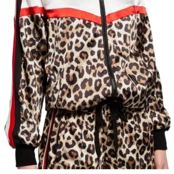 Pam and Gela Color Block Leopard Print Track Jacket Full Zip Athletic Wear Sz S - Picture 5 of 15